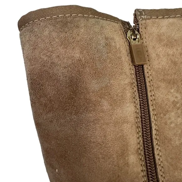 UGG 1895 Chestnut Retro Cargo Tall Sheepskin Boots w/Decorative Striped Strap 9