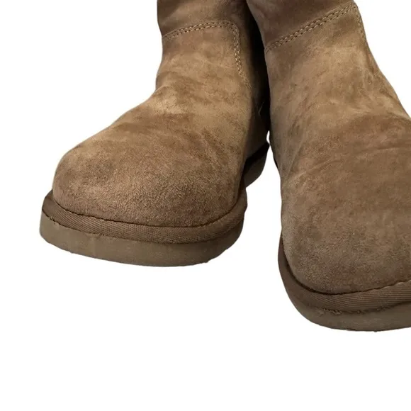 UGG 1895 Chestnut Retro Cargo Tall Sheepskin Boots w/Decorative Striped Strap 9