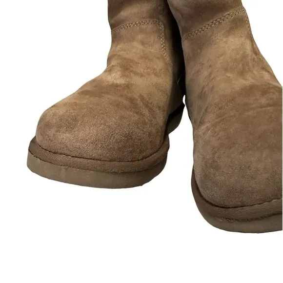 UGG 1895 Chestnut Retro Cargo Tall Sheepskin Boots w/Decorative Striped Strap 9