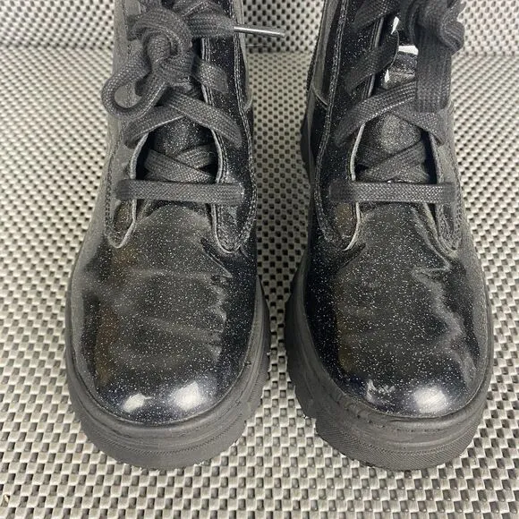 UGG Ashton Boots Girls Size 5 Black Glitter Lace Up Zipper
