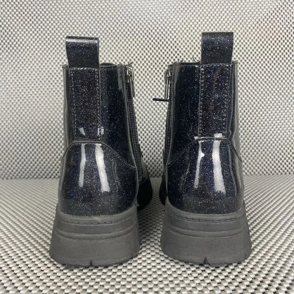 UGG Ashton Boots Girls Size 5 Black Glitter Lace Up Zipper