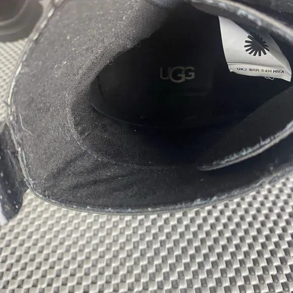 UGG Ashton Boots Girls Size 5 Black Glitter Lace Up Zipper