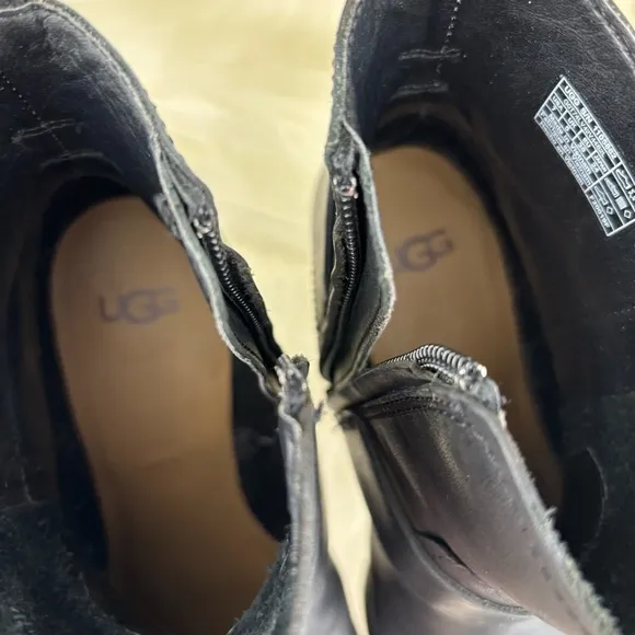 UGG ATWOOD LEATHER MOTORCYCLE BOOTS HEELS BUCKLE SIZE 7 W