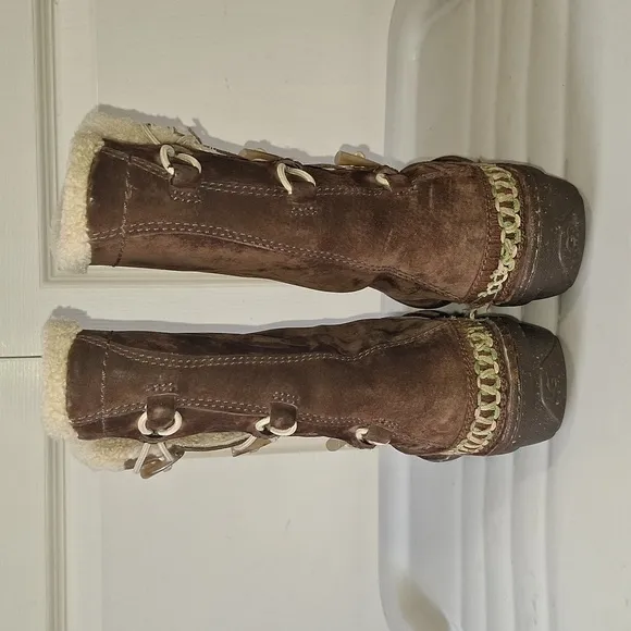 UGG Australia &quot;Kona&quot; boots leather suede faux fur - 7 - brown/black/tan
