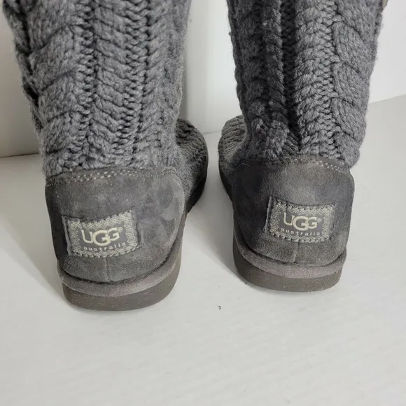 Ugg Australia Boots Size 9 Cable Knit Gray HTF EUC 3177