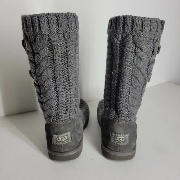 Ugg Australia Boots Size 9 Cable Knit Gray HTF EUC 3177