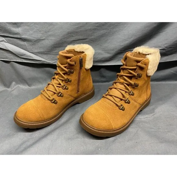 UGG Australia Boys Azell Hiker Weather Boots Suede Chestnut Size 4 NEW IN BOX!