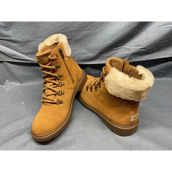 UGG Australia Boys Azell Hiker Weather Boots Suede Chestnut Size 5 NEW IN BOX!