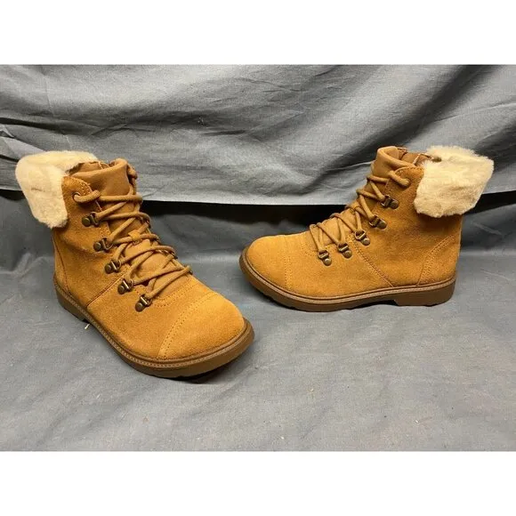 UGG Australia Boys Azell Hiker Weather Boots Suede Chestnut Size 5 NEW IN BOX!