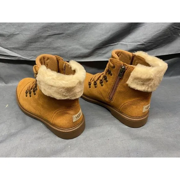 UGG Australia Boys Azell Hiker Weather Boots Suede Chestnut Size 5 NEW IN BOX!