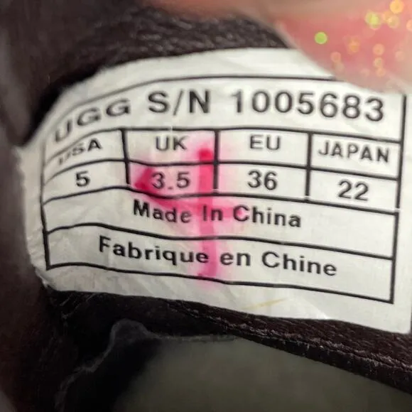 UGG Australia Camile Brown Leather Buckle Ankle Strap Boots Size 5