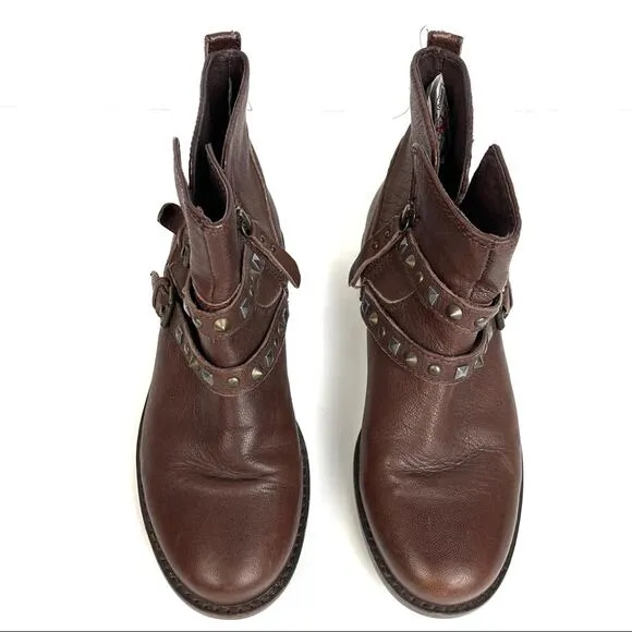 UGG Australia Camile Brown Leather Buckle Ankle Strap Boots Size 5