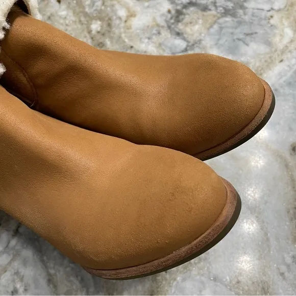 UGG AUSTRALIA Charlee Chestnut Ankle Boots With Sherpa Cuff Detail