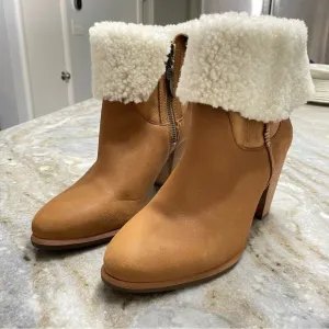 UGG AUSTRALIA Charlee Chestnut Ankle Boots With Sherpa Cuff Detail