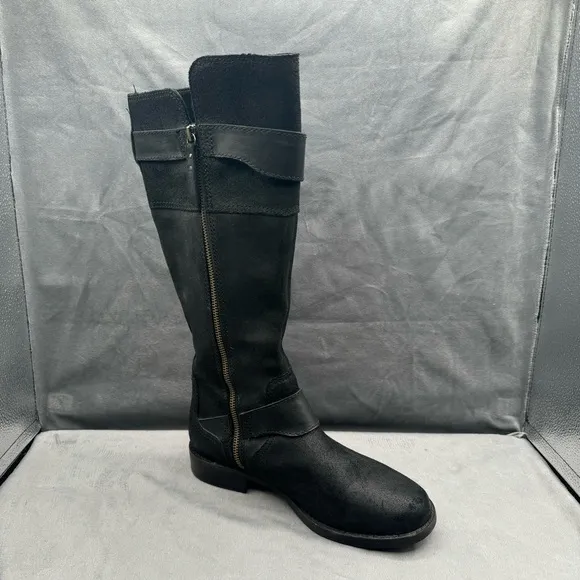 UGG Australia Dayle‎ Women’s Distressed Black Leather Tall Motorcycle Boots Sz 8
