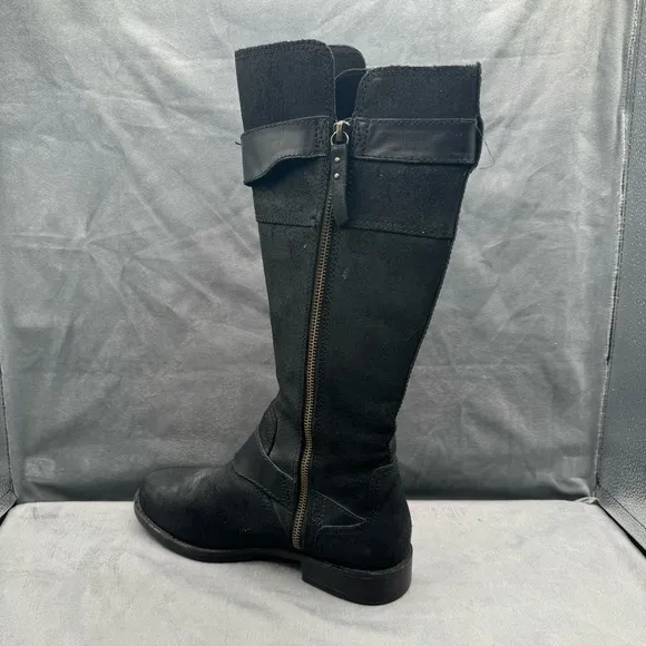 UGG Australia Dayle‎ Women’s Distressed Black Leather Tall Motorcycle Boots Sz 8