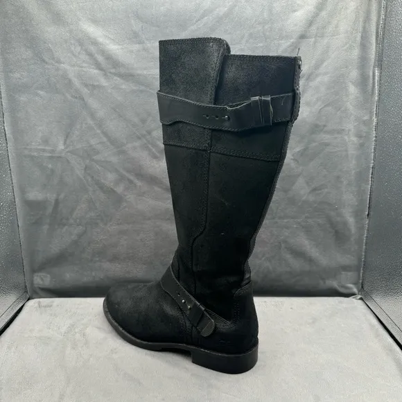 UGG Australia Dayle‎ Women’s Distressed Black Leather Tall Motorcycle Boots Sz 8