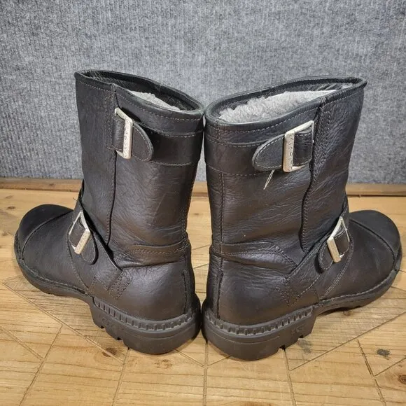 UGG Australia Rockville 2 Men Size 10.5 Shoes Black Buckle Motorcycle Boots 3040