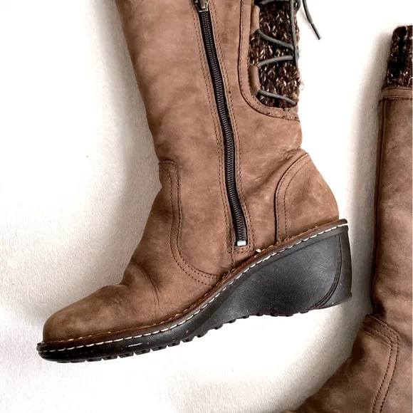 UGG Australia Skylair 1936 Brown Leather Shearling Lined Lace Up Boots Size 7