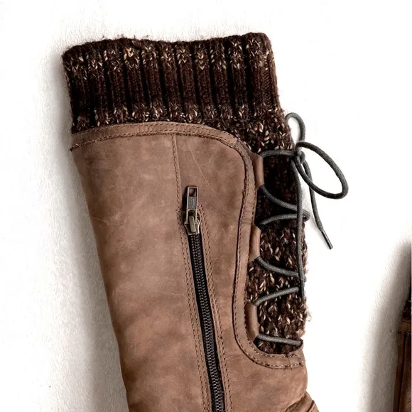 UGG Australia Skylair 1936 Brown Leather Shearling Lined Lace Up Boots Size 7