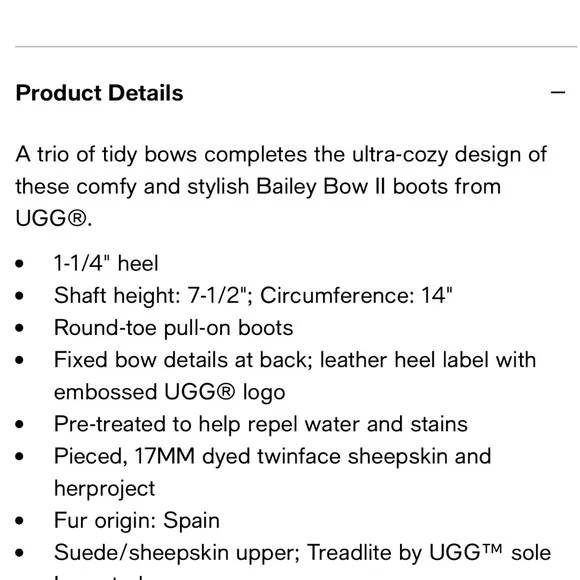 UGG Bailey Bow Tall II Black Size 5