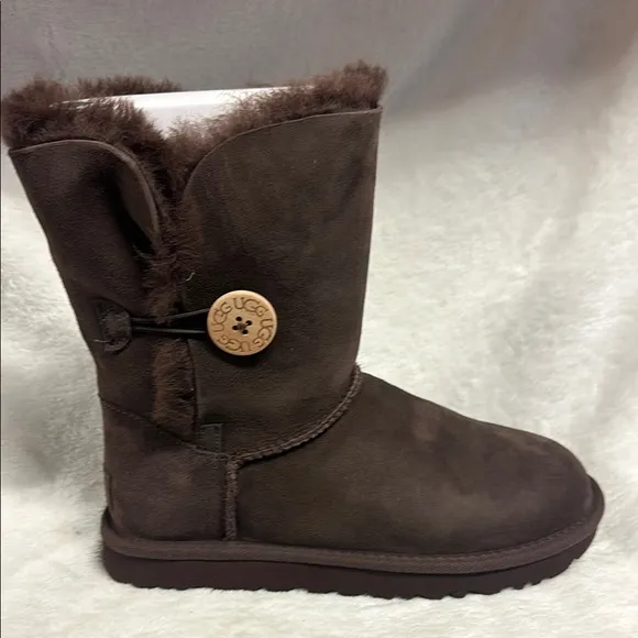 UGG Bailey Button Burnt Cedar and/or Chocolate Shearling Boots