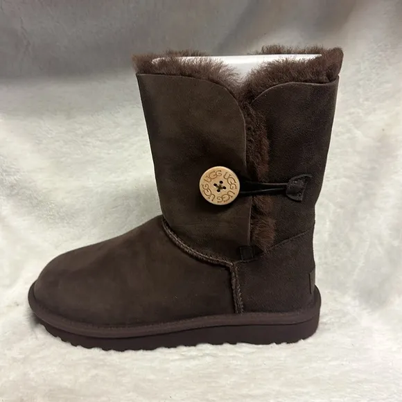 UGG Bailey Button Burnt Cedar and/or Chocolate Shearling Boots