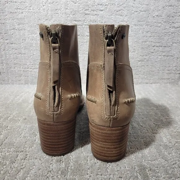 Ugg Bandara Womens Size 10 US Sahara Brown Leather Ankle Back Zip Boots 1098310