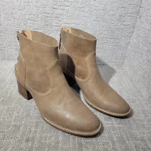 Ugg Bandara Womens Size 10 US Sahara Brown Leather Ankle Back Zip Boots 1098310