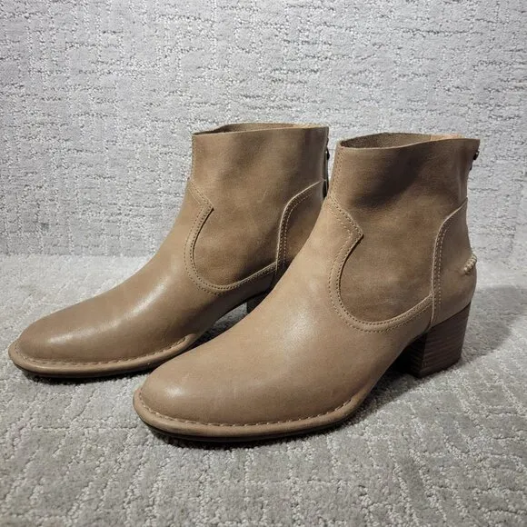 Ugg Bandara Womens Size 10 US Sahara Brown Leather Ankle Back Zip Boots 1098310