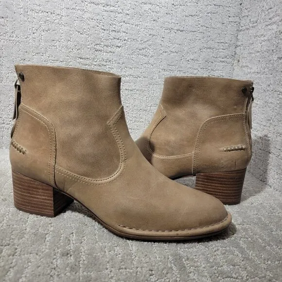 Ugg Bandara Womens Size 10 US Sahara Brown Leather Ankle Back Zip Boots 1098310