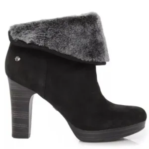 UGG black Dandylion cuffed ankle boots real Sherpa fur lining size 7.5