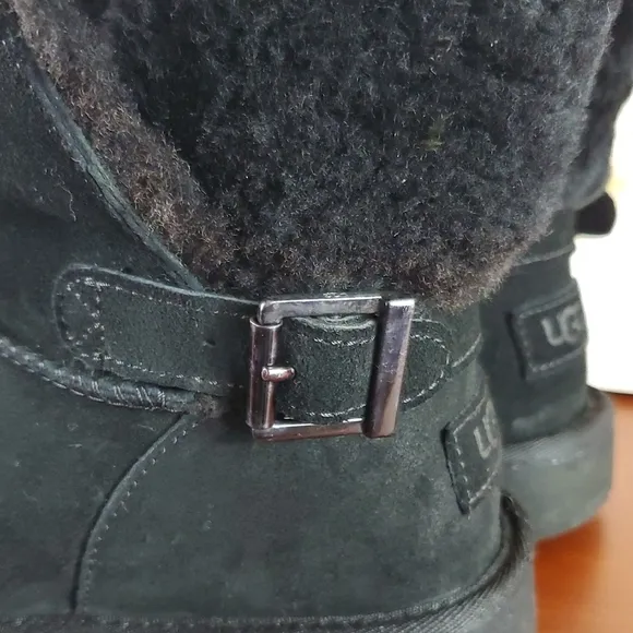 UGG Black Fur-Lined Boots - 7