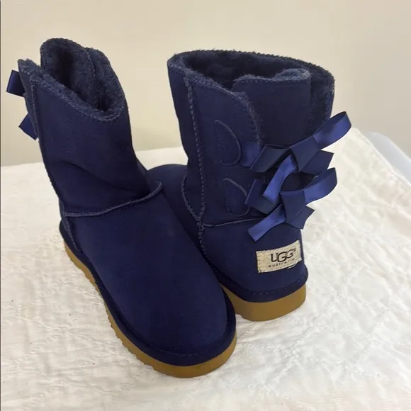 UGG Blue Winter Boots with Suede and Sheepskin