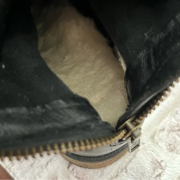 Ugg Boots Seldon Leather Knee High Back Full Zip Tall Riding Moto Motorcycle 9
