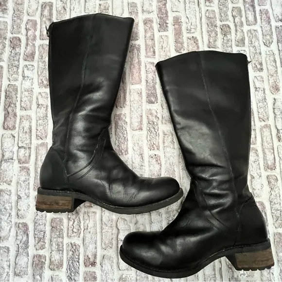 Ugg Boots Seldon Leather Knee High Back Full Zip Tall Riding Moto Motorcycle 9