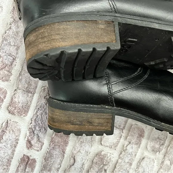 Ugg Boots Seldon Leather Knee High Back Full Zip Tall Riding Moto Motorcycle 9