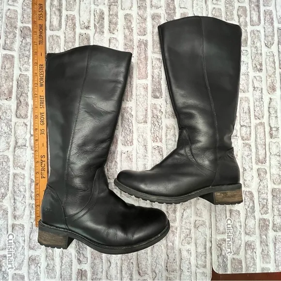 Ugg Boots Seldon Leather Knee High Back Full Zip Tall Riding Moto Motorcycle 9