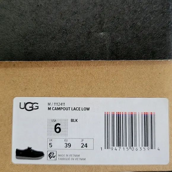UGG Campout Comfy Black Suede Lace-Up Low-top Chukka Boots Men's 6 | Women's 8