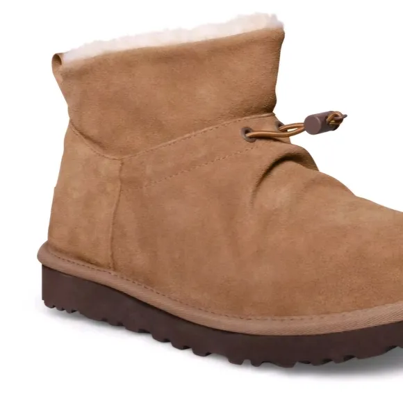 UGG CLASSIC MINI TOGGLER CHESTNUT SUEDE ANKLE WOMEN'S BOOTS new