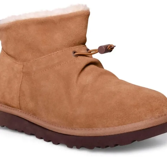 UGG CLASSIC MINI TOGGLER CHESTNUT SUEDE ANKLE WOMEN'S BOOTS new
