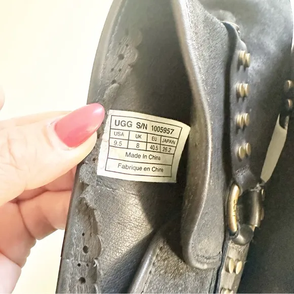 UGG Darling Black Leather Studded Harness Ankle Boots 9.5