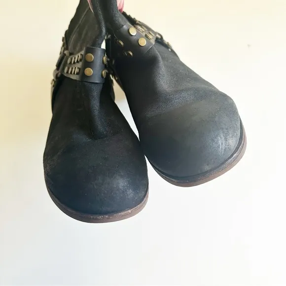 UGG Darling Black Leather Studded Harness Ankle Boots 9.5