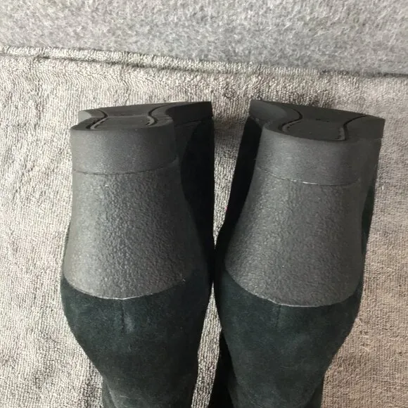 UGG Dawna Women's Black Suede Waterproof  Wedge Boots Sz 8.5 Tall Side Zipper