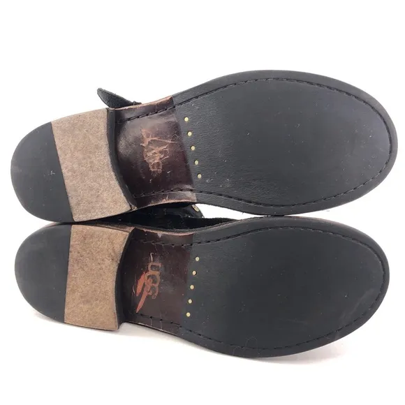 UGG Fabrizia Studs Black Suede Moto Ankle Boots 9