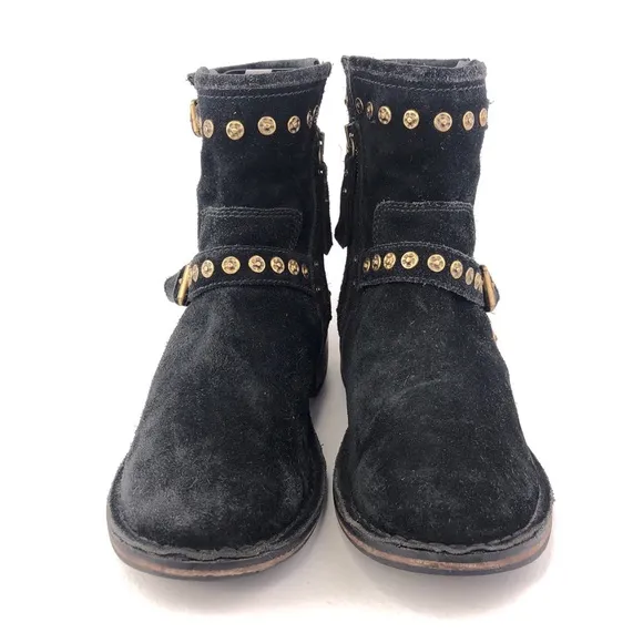 UGG Fabrizia Studs Black Suede Moto Ankle Boots 9