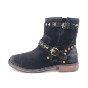UGG Fabrizia Studs Black Suede Moto Ankle Boots 9