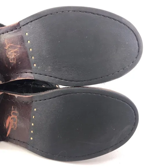 UGG Fabrizia Studs Black Suede Moto Ankle Boots 9