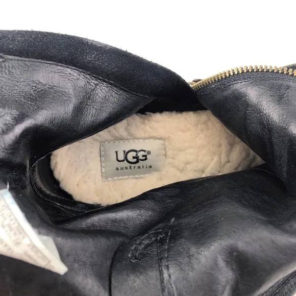 UGG Fabrizia Studs Black Suede Moto Ankle Boots 9