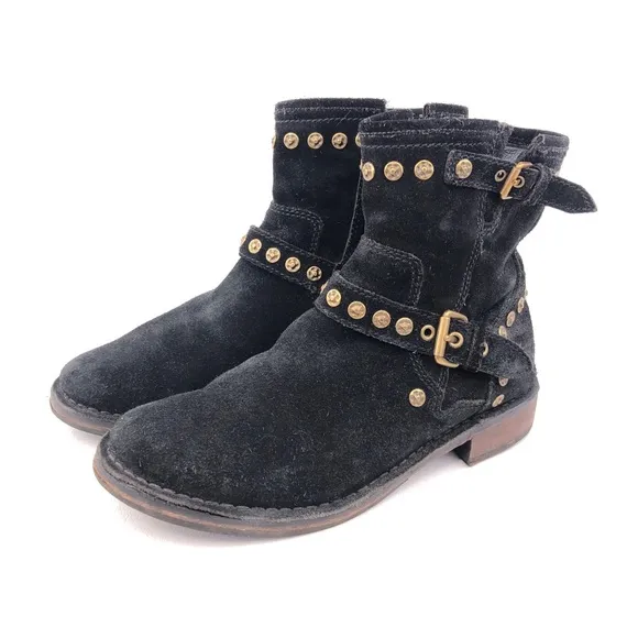 UGG Fabrizia Studs Suede Moto Ankle Boots 6.5